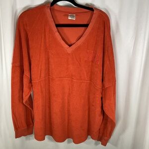Victoria's Secret PINK Sweatshirt Sz XL Burnt SiennaTerry Cloth Oversized Lounge